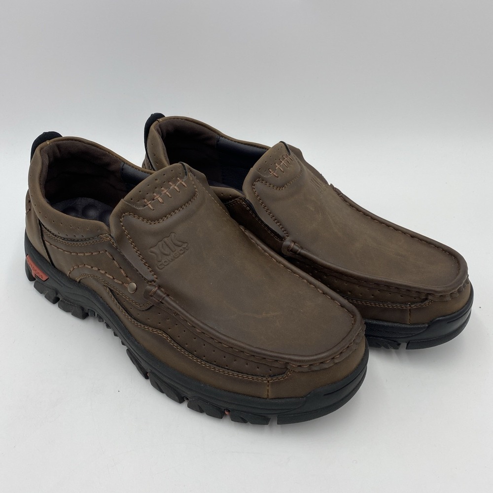 XIK Cowboy Mens Brown Slip On Outdoor Loafers Rugged Moc Toe Shoes